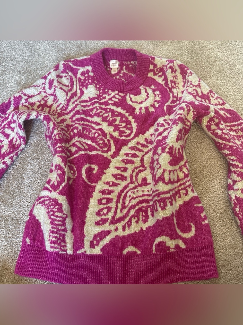 Autres Filles Paisley Crewneck Sweater in Pink and Cream
